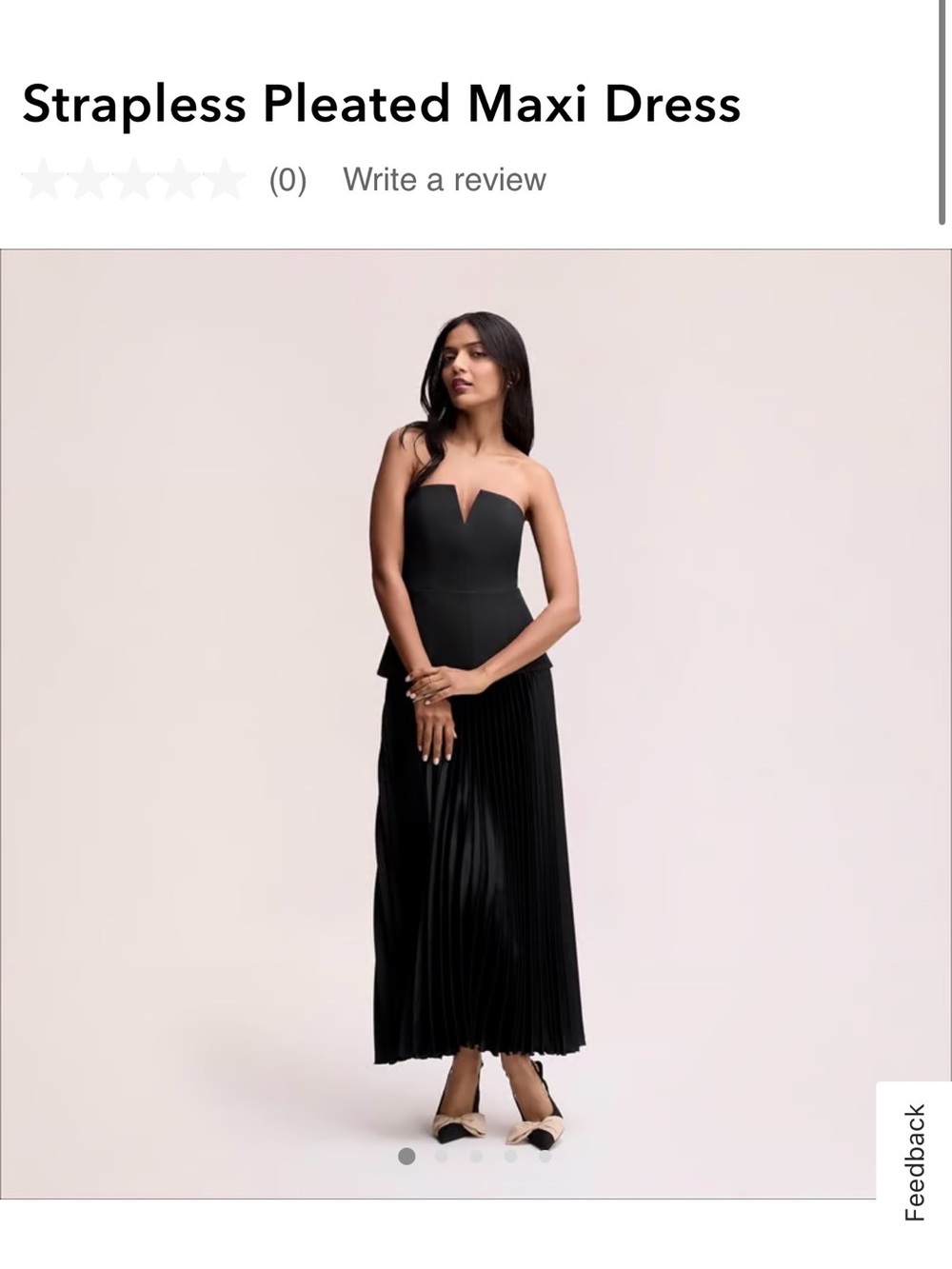 Sam Edelman Strapless Pleated Maxi Dress in Black